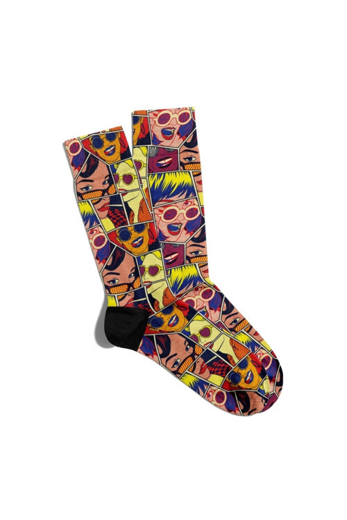 Eğlenceli Çoraplar Eğlenceli Çorap Unisex Cool Popart Summer Baskılı Çorap Ecsoket111