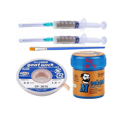 Krem Lehim Sıvı Lehim Mchanc Solder Paste 42Gr 138C Lehim Emme Temizleme Teli 3,0Mm 5/1 Arada
