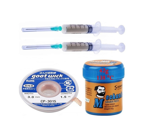 Krem Lehim Solder Paste 138 C 42G Flux Lehim Toplama Cp-3015 Lehim Emme Teli 3 Mm Set