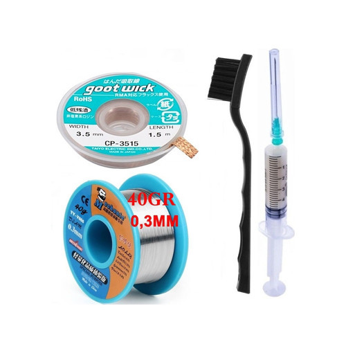 Lehim Teli Mechanic 63Sn/37Pb 40 Gr 0,5Mm, Flux Lehim Toplama,Lehim Emme Fitili 3,5Mm 4İn1 X02
