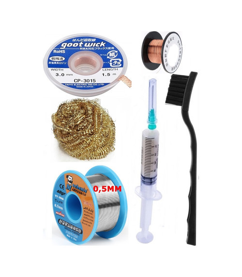 Mechanic/ Lehim 40G 0,5Mm Havya Ucu Temizleme Teli Lehim Toplama Cp-3015 Emme Teli 3,0Mm Lehimleme Set01