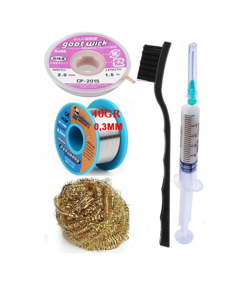 Mechanic /Lehim Teli 40Gr 0,3Mm Lehim Toplama Cp-2015 Emme Teli 2,0Mm Havya Ucu Temizleme Teli Set St01