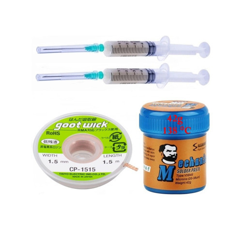 Mechnc Krem Lehim Sıvı Lehim Mechanc Solder Paste 42Gr 138C Lehim Emme Temizleme Teli 1,5Mm