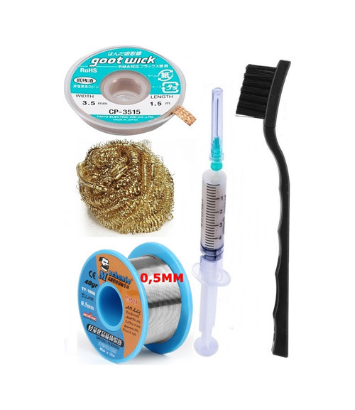 Mechanic/ Lehim Sn63/Pb37 40G 0,5Mm Havya Ucu Temizleme Teli Lehim Toplama Cp-3515 Emme Teli 3,5Mm Set03