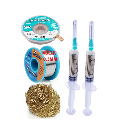 Mechanic /Lehim Teli 40Gr 0,3Mm Lehim Toplama Cp-3515 Emme Teli 3,5Mm Havya Ucu Temizleme Teli Set St04
