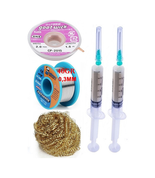 Mechanic /Lehim Teli 40Gr 0,3Mm Lehim Toplama Cp-2015 Emme Teli 2,0Mm Havya Ucu Temizleme Teli Set St06