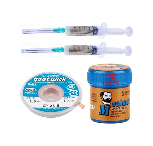Mechnic Solder Paste Krem Lehim 138 C Noclean Sn42Bi58 42G Lehim Toplama Cp-2515 Emme Teli 2,5Mm Set