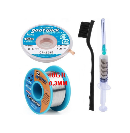Mechanic Lehim Teli 40G 0,3Mm Lehim Toplama Cp2515 Emme Fitili 2,5Mm 4Lü Set X01