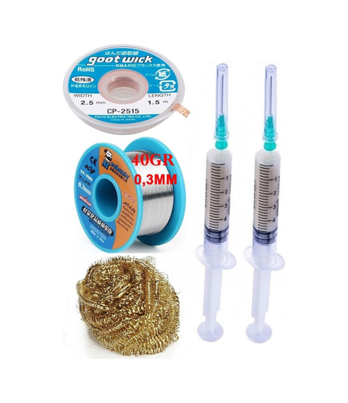 Mechanic /Lehim Teli 40Gr 0,3Mm Lehim Toplama Cp-2515 Emme Teli 2,5Mm Havya Ucu Temizleme Teli Set St05
