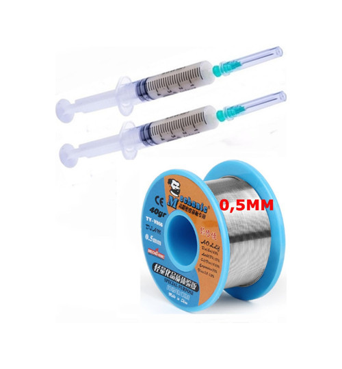 Soldering Wıre 63 Sn-37 Pb Lehim Teli 40 Gr. 0,5 Mm Flux Lehim Toplama Seti 2in1