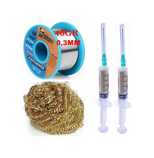 Mechanic /lehim Teli 40gr 0,3mm Flux Lehim Toplama Havya Ucu Temizleme Teli Set St03
