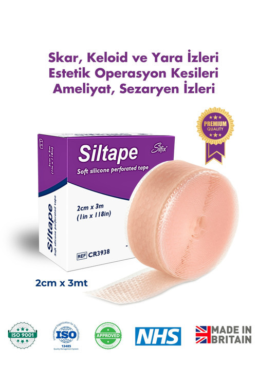 Siltape Soft Silikon Bant Estetik Keloid Yanık Sezaryen Dikiş Ameliyat Izi Giderici 2Cm X 3Mt