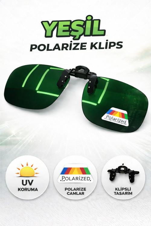 Gözlük Klipsi Polarize Yeşil Orta Boy 45X60 Mm