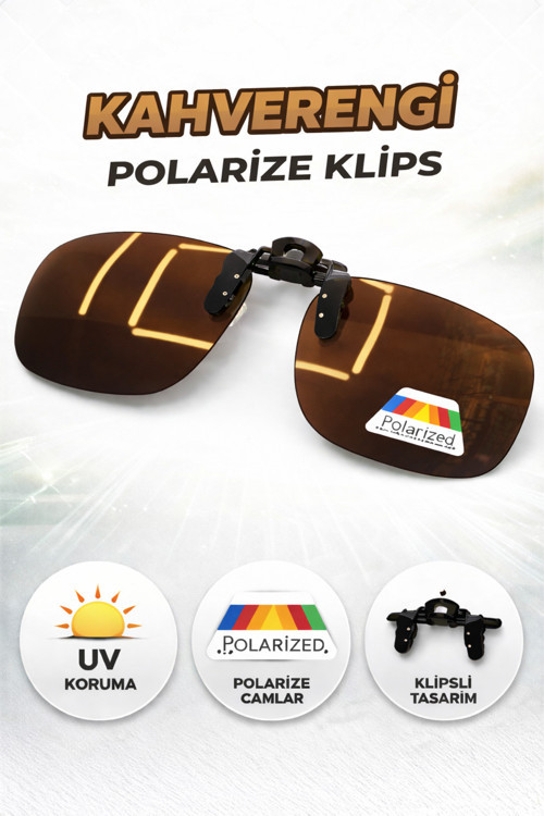 Gözlük Klipsi Polarize Kahverengi Orta Boy 45X60 Mm