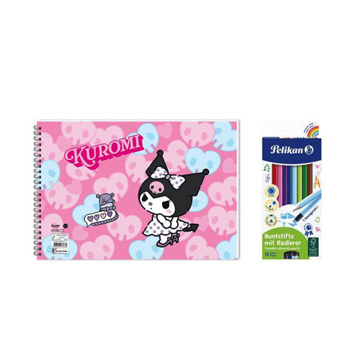 17*25 15 Yp. Spiralli Resim Defteri - Pelikan 12li Silgili Kuru Boya 2'li Set