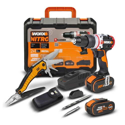 WX354.4CK 20Volt/4.0Ah Li-ion Çift Akülü Kömürsüz Profesyonel Şarjlı Darbeli Matkap + DA980045 9 Çok Fonksiyonlu 27