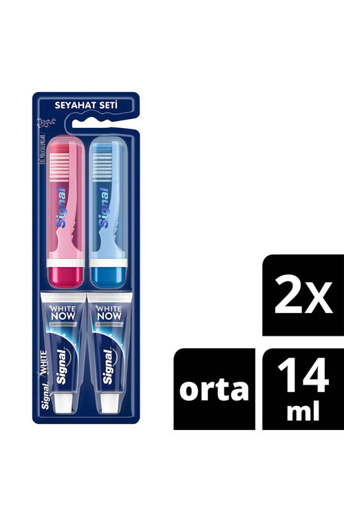 White Now Diş Macunu 14ml+Fırça Seyahat 2li Set