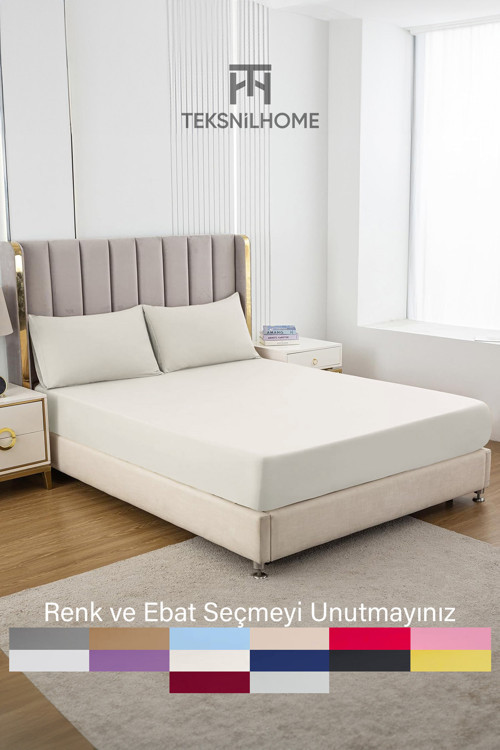 | Ranforce | Pamuklu Tek / Çift Kişilik Krem Lastikli Çarşaf | 14 Renk | Fıtted |