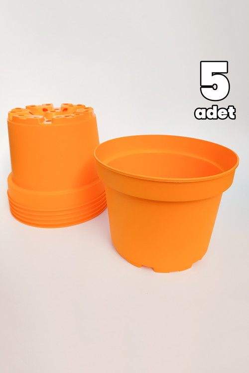 Dış mekan büyük saksı plastik 5 adet yuvarlak bahçe saksısı turuncu Tekpar 19 cm kaktüs sukulent sak