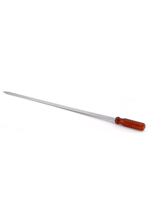 Paslanmaz Şiş 1 Adet 2.50 Cm Yası 60 Cm Boy Ahşap Saplı Şiş