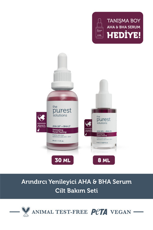 Arındırcı Yenileyici AHA & BHA Serum Cilt Bakım Seti: 30 ml Kırmızı Peeling + 8 ml Tanışma Boy