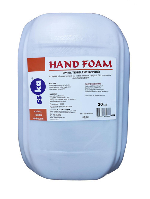 Köpük El Temizleme Sıvısı - Köpük Sabun - El Köpüğü - 20 Kg. - Bidon