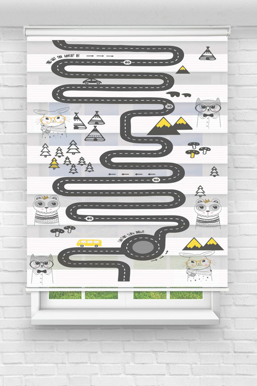 Yol Dijital Baskılı Zebra Perde-Cocuk Odası-Stor Perde