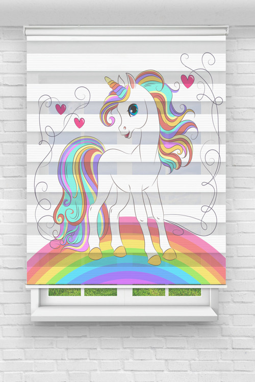 Renkli Pony Dijital Baskılı Zebra Perde-Cocuk Odası-Stor Perde