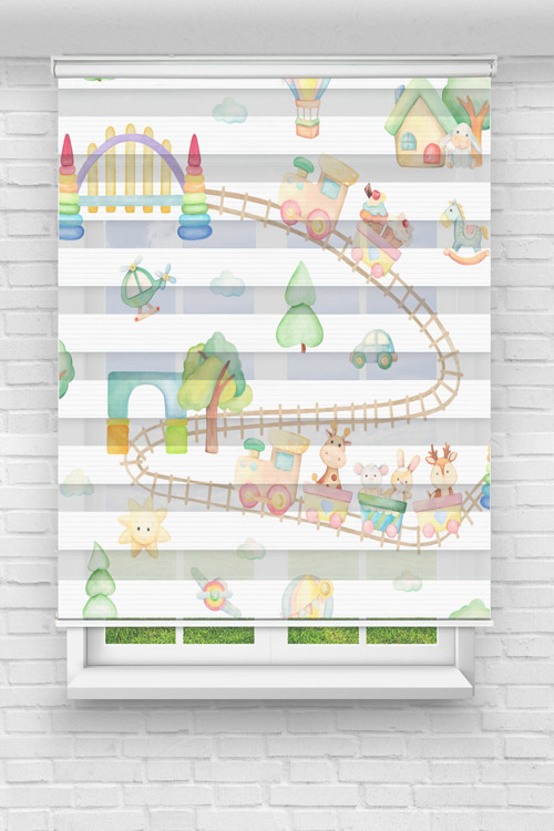 Tren Dijital Baskılı Zebra Perde-Cocuk Odası-Stor Perde