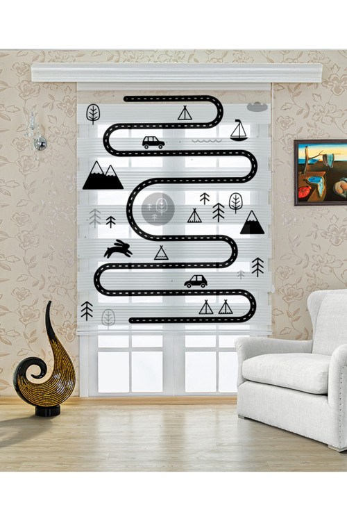 Yol Dijital Baskılı Zebra Perde-Cocuk Odası-Stor Perde