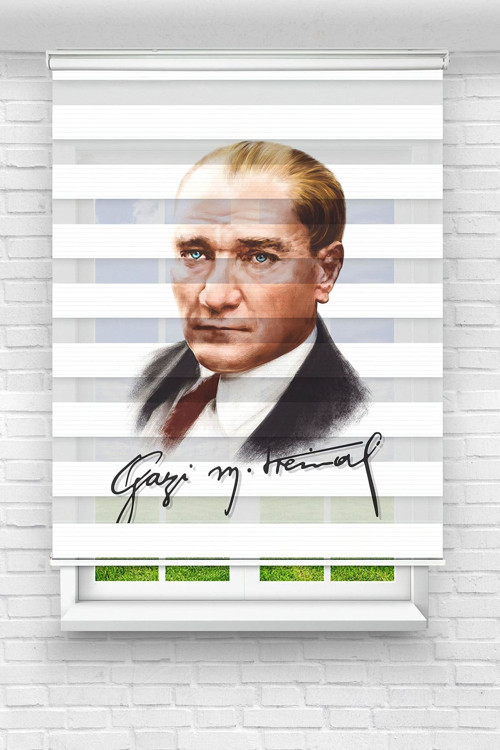 Mustafa Kemal Atatürk1 Dijital Baskılı Zebra Perde-Cocuk Odası-Stor Perde