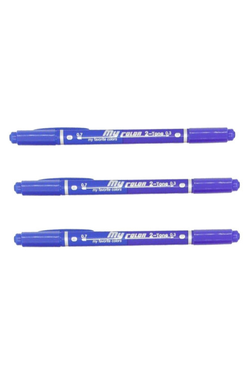 My Color 2 Duo Çift Uçlu Lacivert 0.3/0.7 21074517 3'Lü