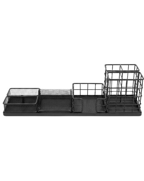 Siyah Metal Mesh Modüler Masaüstü Organizer Seti 7 Parça 38x10 cm 9515B