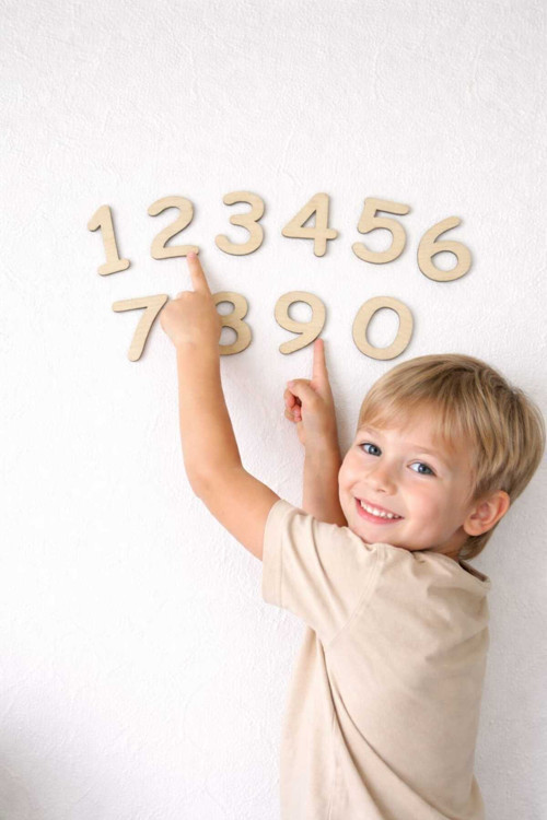 Ahşap Rakam Seti 0-9 Eğitici Oyuncak Montessori Sayı Öğrenme Dekoratif Boyanabilir Rakam (3-4)Cm