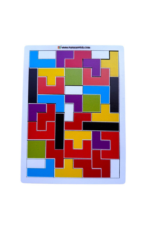 Kayasan Kids Ahşap Tetris Blok Puzzle Zeka Oyuncağı Montessori Beceri Gelişimi El Beceri Oyuncağı