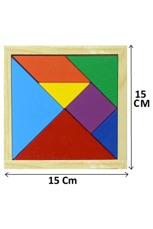Ahşap Tangram, 15X15 Cm, Eğitici, 7 Parçalı, Büyük Boy