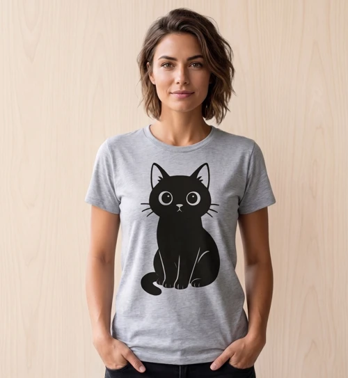 Kedi ütü ile uygulanabilen DTF tekstil baskı