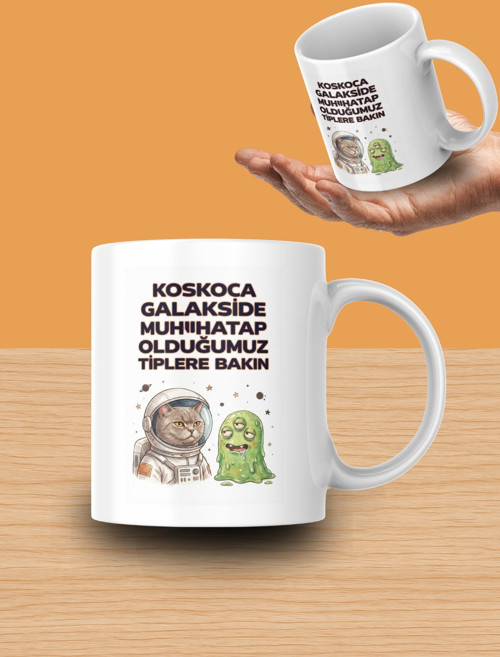 "Koskoca Galakside Muhatap Olduğumuz Tiplere Bakın" Yazılı Kupa Bardak