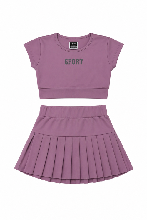 Sport Kabartmalı Şort Etekli Kız Çocuk Takım
