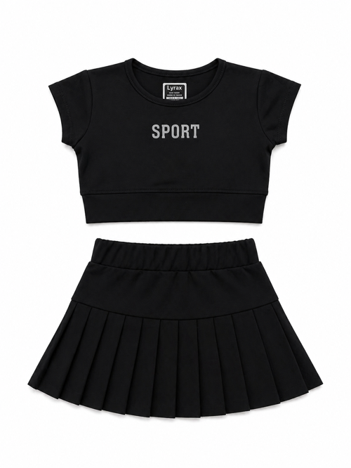 Sport Kabartmalı Şort Etekli Kız Çocuk Takım