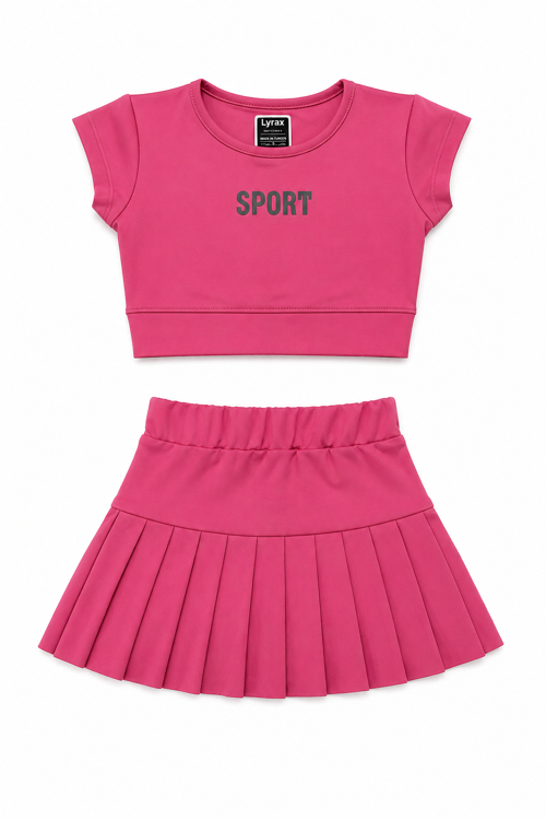 Sport Kabartmalı Şort Etekli Kız Çocuk Takım