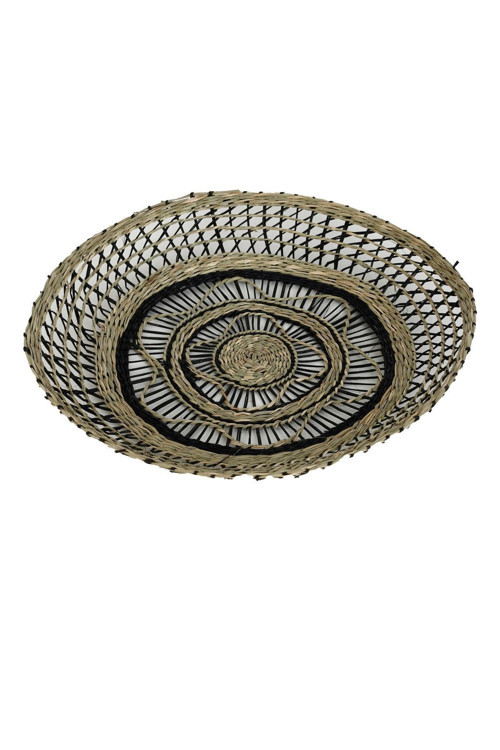 KANCAEV Duvar Tabağı Hasır, Natürel-siyah, Çap:43cm.