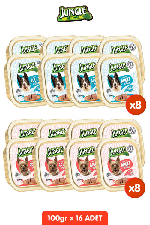 16 Adet Kuzulu & Somonlu Köpek Yaş Maması Tahılsız Pate Alucup - 16 Adetx 100 gr