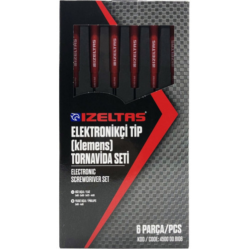 Izeltaş 4500 00 8106 Elektronikçi Tip Klemens Tornavida Seti 6 Parça