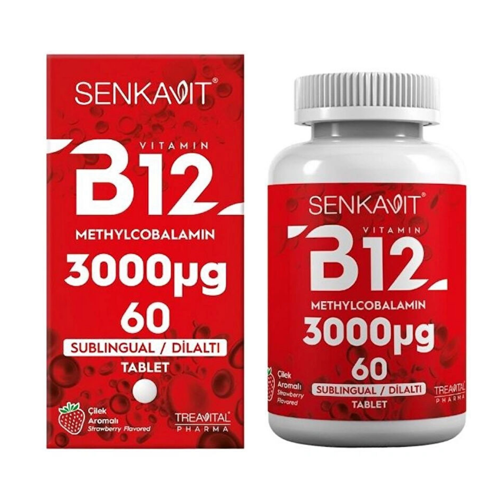 B12 3000 Mcg Sublingual Çilek Aromalı 60 Dilaltı Tablet
