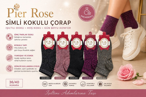 Rose Simli Kadın Çorap Kokulu Parlak Soket Çorap 6 'lı Paket