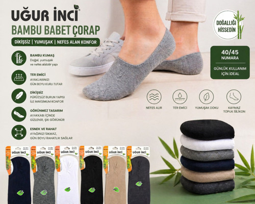 Erkek Bambu Babet Çorap Dikişsiz Yumuşak 3'lü Paket