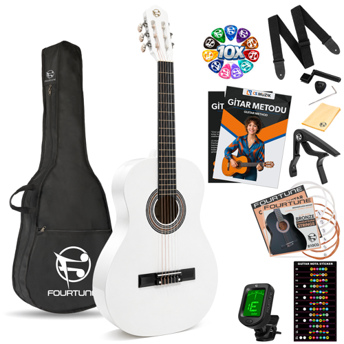 Luca C-180WH Beyaz Klasik Gitar Seti 4/4 Sap Ayarlı