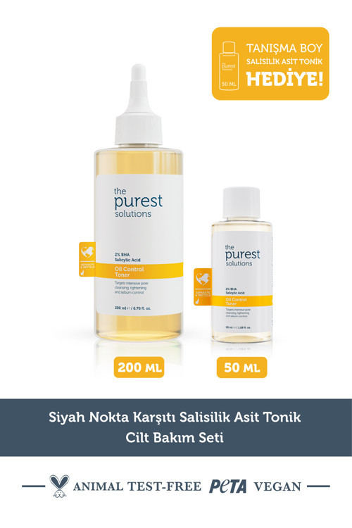 Siyah Nokta Karşıtı Salisilik Asit Tonik Cilt Bakım Seti: 200 ml + 50 ml Tanışma Boy