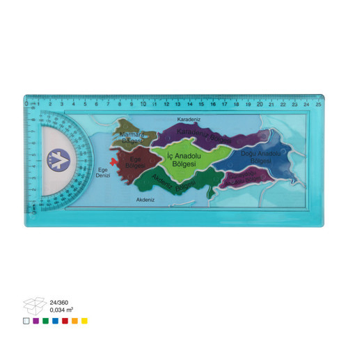 Türkiye Haritası Şablonlu Cetvel ve İletki Seti 25 cm 2 Adet